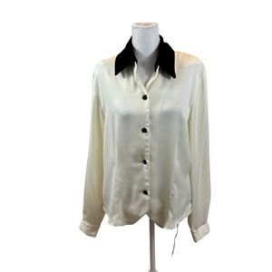Ladies Vintage‎ Christie & Jill Button Down Blouse with Removable Collar Size 10